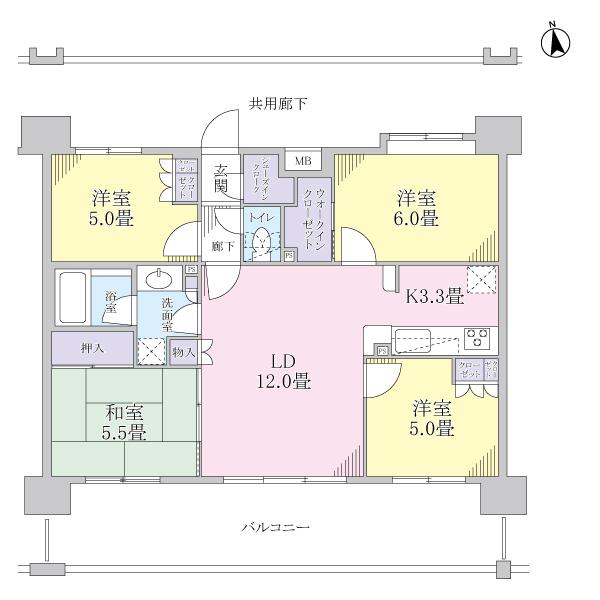 Floor plan. 4LDK, Price 18.5 million yen, Occupied area 76.75 sq m , Balcony area 20.6 sq m