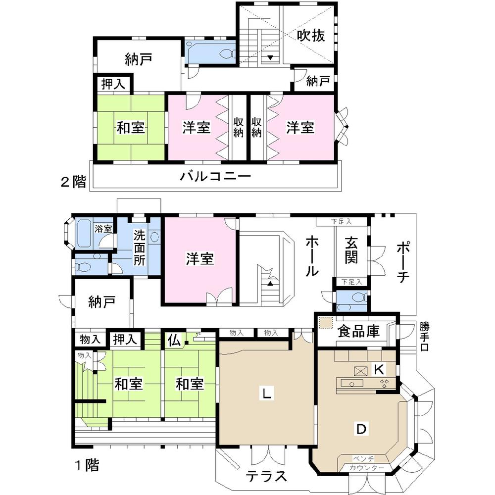 Floor plan. 59,800,000 yen, 6LDK + S (storeroom), Land area 671.54 sq m , Building area 273.91 sq m