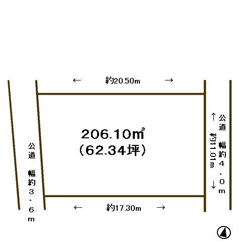 Compartment figure. Land price 18.5 million yen, Land area 206.1 sq m