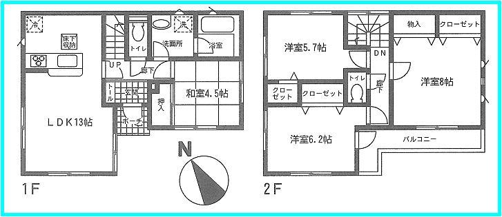 Floor plan. 19,800,000 yen, 4LDK, Land area 111.43 sq m , Building area 88.28 sq m