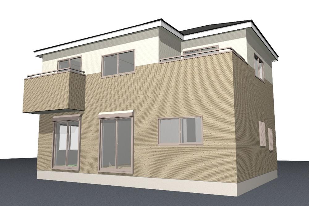 Rendering (appearance). Warm all three buildings on the south-facing