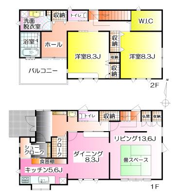 Floor plan. 25,700,000 yen, 2LDK + S (storeroom), Land area 251.17 sq m , Building area 136.63 sq m floor plan: 910 module