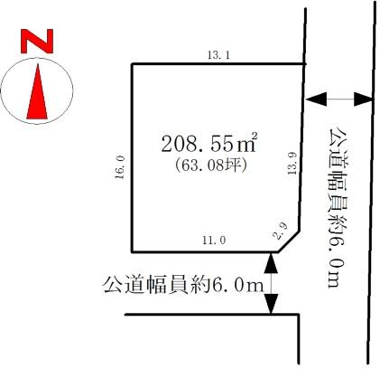 Compartment figure. Land price 11.3 million yen, Land area 208.55 sq m