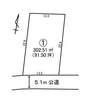 Compartment figure. Land price 7.4 million yen, Land area 302.51 sq m