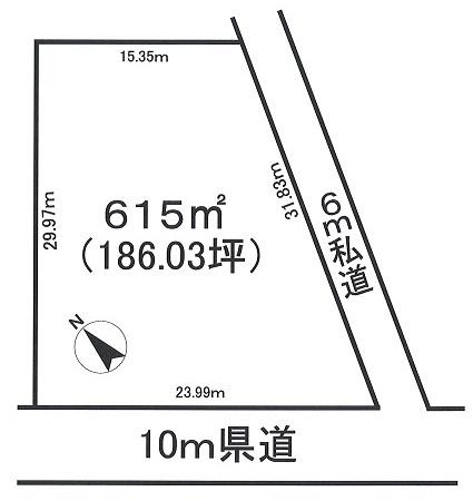 Compartment figure. Land price 9.7 million yen, Land area 615 sq m