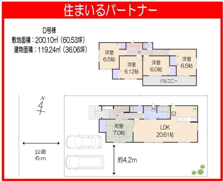 Floor plan. 19,800,000 yen, 5LDK, Land area 200.1 sq m , Building area 119.24 sq m Zenshitsuminami direction, 36 square meters more than the big Mato of