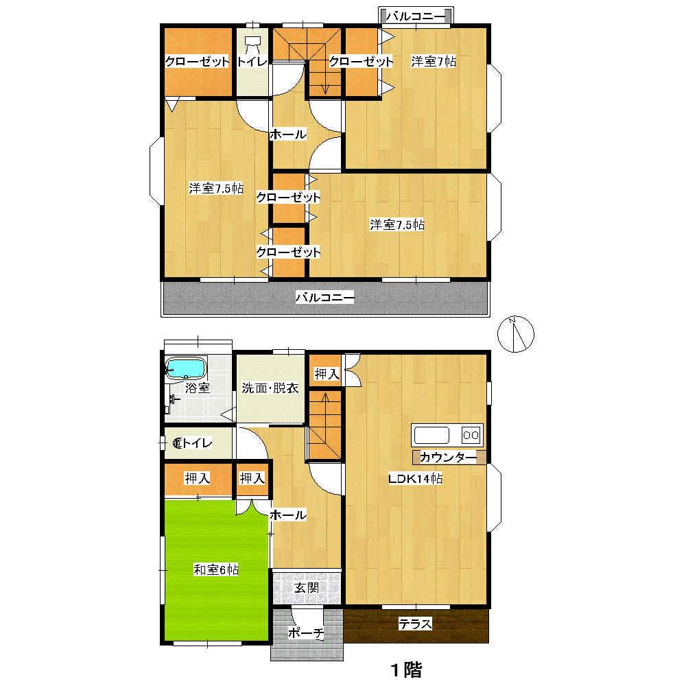 Floor plan. 15 million yen, 4LDK, Land area 204.19 sq m , Building area 106.82 sq m