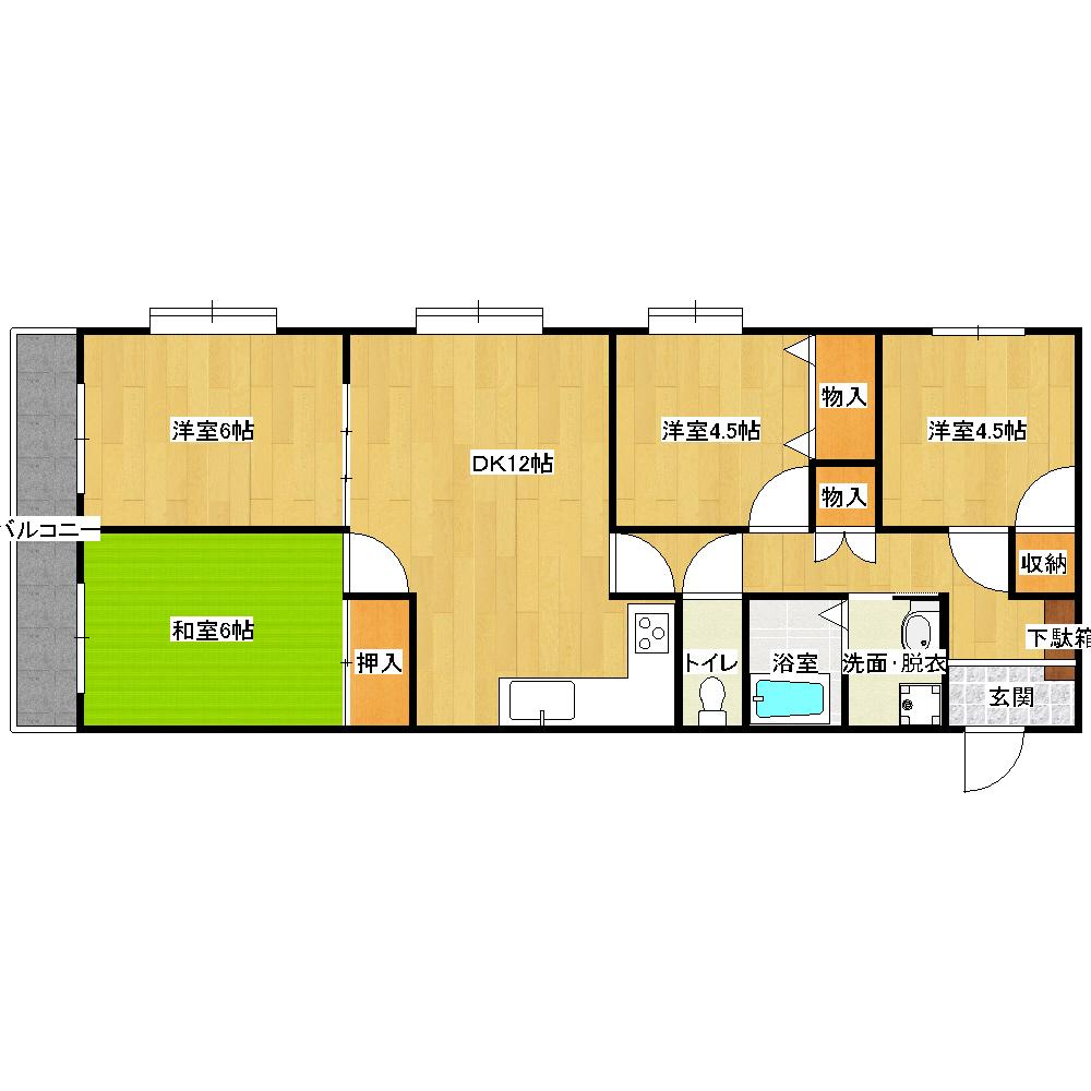 Floor plan. 4LDK, Price 6.8 million yen, Occupied area 68.32 sq m , Balcony area 5.5 sq m