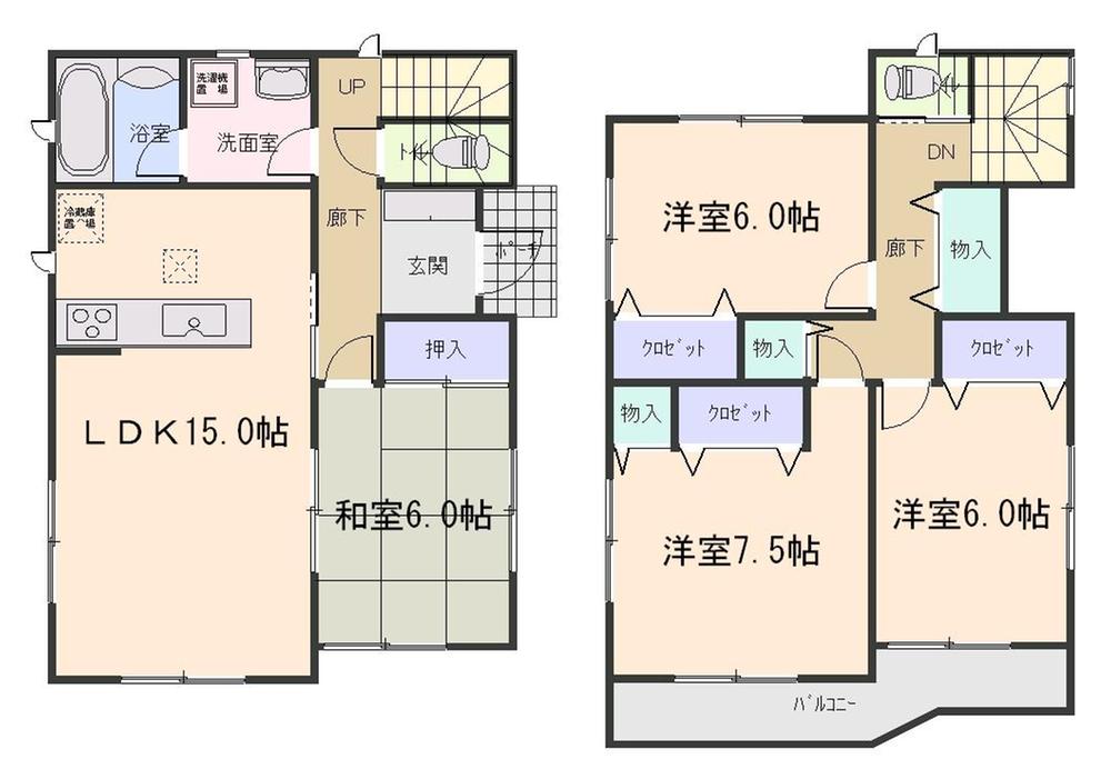 Floor plan. (4 Building), Price 20.8 million yen, 4LDK, Land area 215.11 sq m , Building area 96.79 sq m