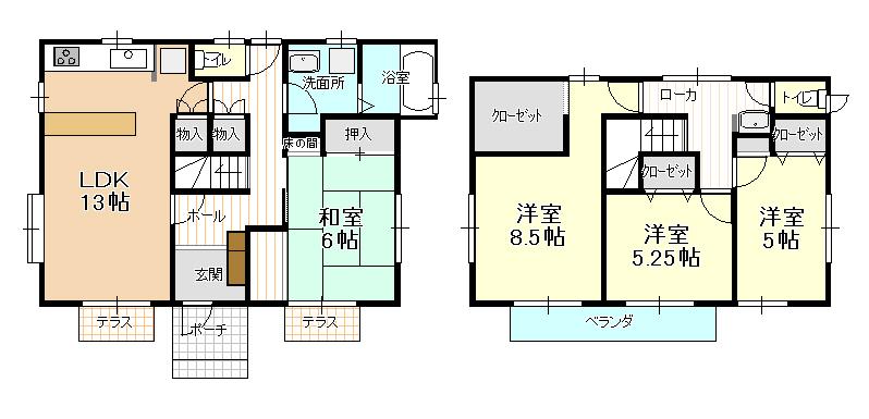 Floor plan. 19,800,000 yen, 4LDK, Land area 167.63 sq m , Building area 103.92 sq m Zenshitsuminami facing 4LDK