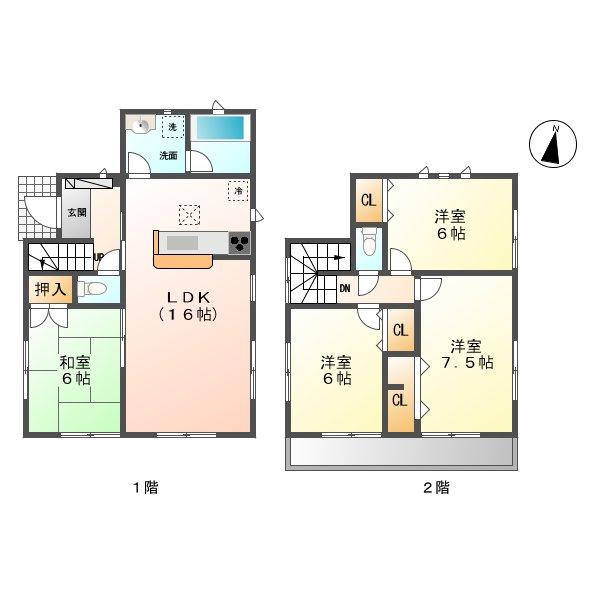 Floor plan. (1 Building), Price 19,800,000 yen, 4LDK, Land area 218.33 sq m , Building area 92.34 sq m