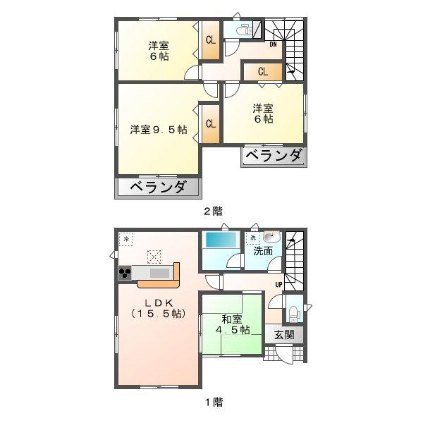Floor plan. (3 Building), Price 22,800,000 yen, 4LDK, Land area 170.51 sq m , Building area 95.58 sq m