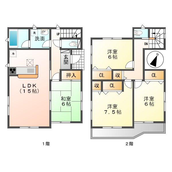Floor plan. (4 Building), Price 20.8 million yen, 4LDK, Land area 215.11 sq m , Building area 96.79 sq m