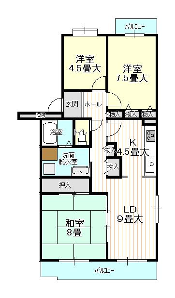 Floor plan. 3LDK, Price 8.2 million yen, Occupied area 83.62 sq m , Balcony area 11.56 sq m 3LDK angle room