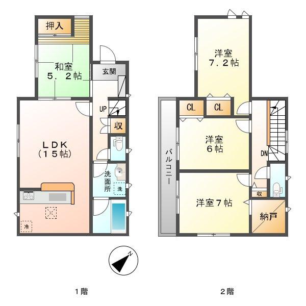 Floor plan. (8 Building), Price 20.8 million yen, 4LDK+S, Land area 203.62 sq m , Building area 97.19 sq m