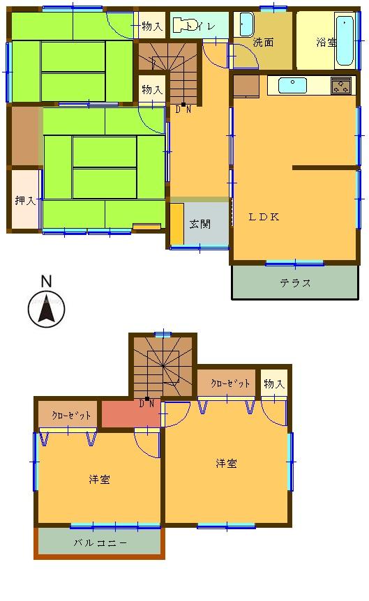 Floor plan. 9,980,000 yen, 5DK, Land area 350.16 sq m , 4LDK building area 100.19 sq m 1 floor Tsuzukiai of charm. It is perfect number of the room in a family of four