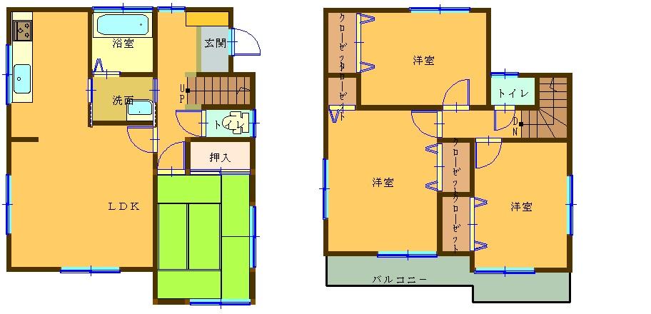 Floor plan. 21,800,000 yen, 4LDK, Land area 140 sq m , The building area 91.5 sq m 2 floor 3 is 4LDK of room. It is peace of mind can have a lot of children