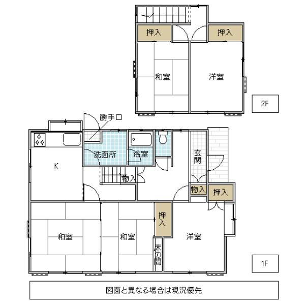 Floor plan. 9.5 million yen, 5DK, Land area 252.32 sq m , Building area 98.53 sq m