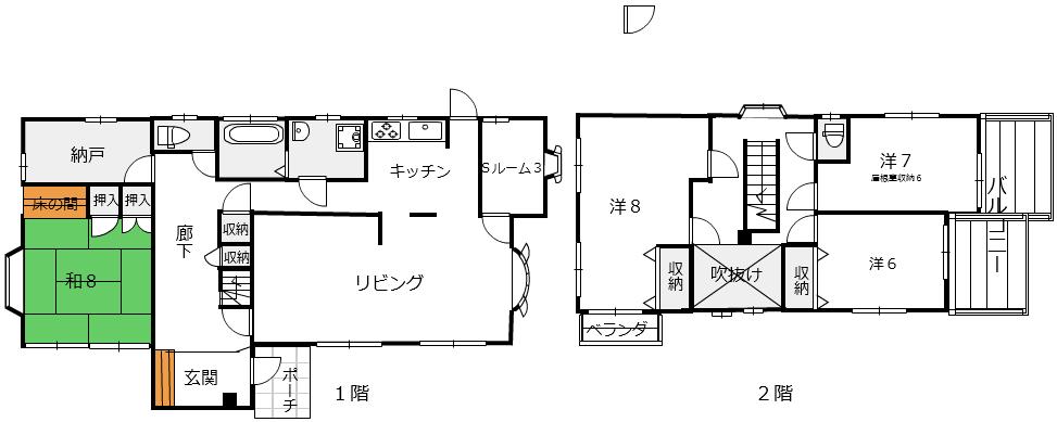 Floor plan. 12 million yen, 4LDK + S (storeroom), Land area 226.24 sq m , Building area 147.81 sq m