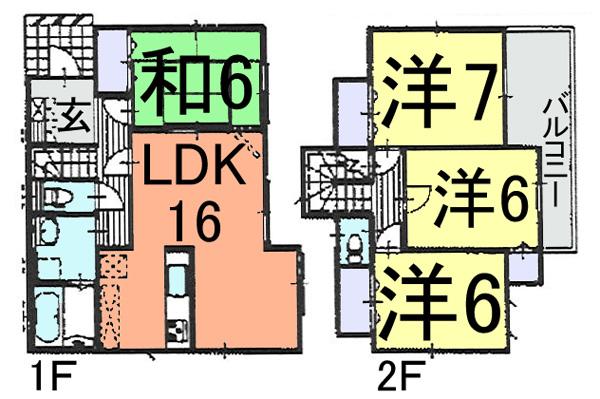 Floor plan. (63 Building), Price 15.4 million yen, 4LDK, Land area 150.08 sq m , Building area 96.88 sq m