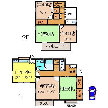 Floor plan. 5.5 million yen, 5LDK, Land area 203.72 sq m , Building area 91.08 sq m