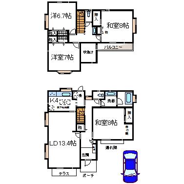 Floor plan. 9.3 million yen, 4LDK, Land area 174.01 sq m , Building area 116.34 sq m