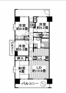 Floor plan. 4LDK, Price 9.2 million yen, Occupied area 80.24 sq m , Balcony area 13.55 sq m