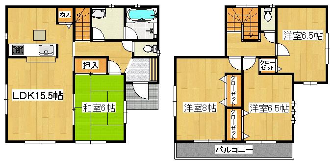 Floor plan. (Building 2), Price 25,800,000 yen, 4LDK, Land area 188.41 sq m , Building area 97.2 sq m