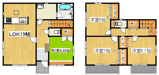 Floor plan. (3 Building), Price 25,800,000 yen, 4LDK+S, Land area 194.42 sq m , Building area 95.37 sq m