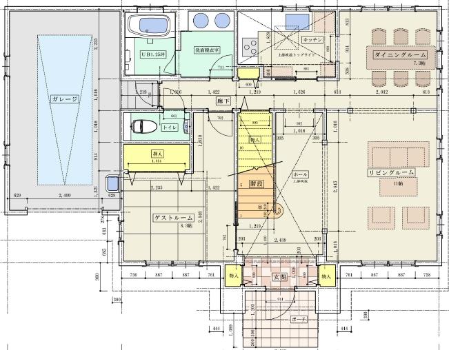 Floor plan. 45,770,000 yen, 4LDK, Land area 338.51 sq m , Directly import drawings to the building area 184.35 sq m Floor. Inch module. 