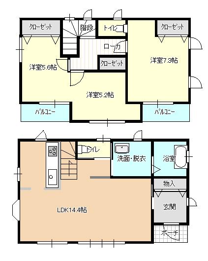 Floor plan. 15.2 million yen, 3LDK, Land area 156.65 sq m , Building area 91.75 sq m