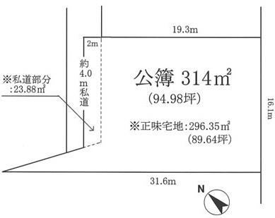 Compartment figure. Land price 10 million yen, Land area 314 sq m