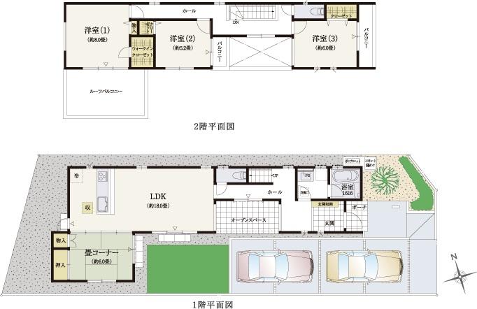 Floor plan. (14 city blocks -1 Building), Price 25,900,000 yen, 4LDK, Land area 182.06 sq m , Building area 115.1 sq m