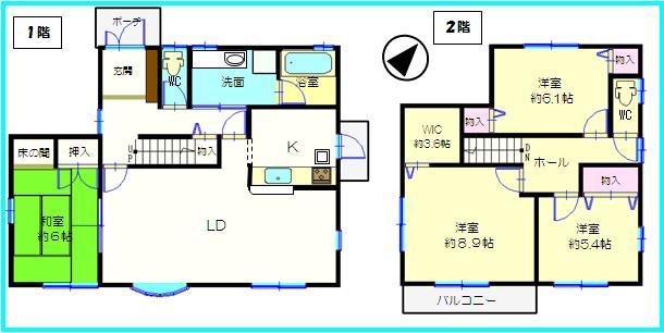 Floor plan. 18.5 million yen, 4LDK, Land area 206.81 sq m , Building area 115.36 sq m
