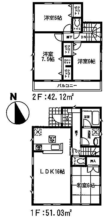 Floor plan. (1 Building), Price 11.5 million yen, 4LDK, Land area 174.17 sq m , Building area 93.15 sq m