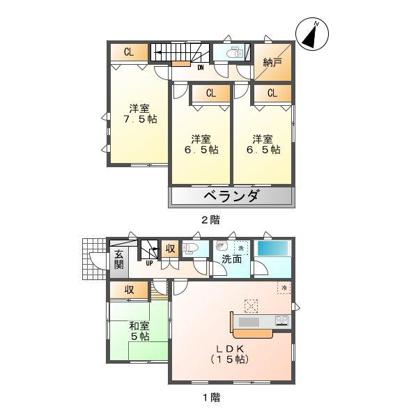Floor plan. (8 Building), Price 21,800,000 yen, 4LDK+S, Land area 183.88 sq m , Building area 96.79 sq m
