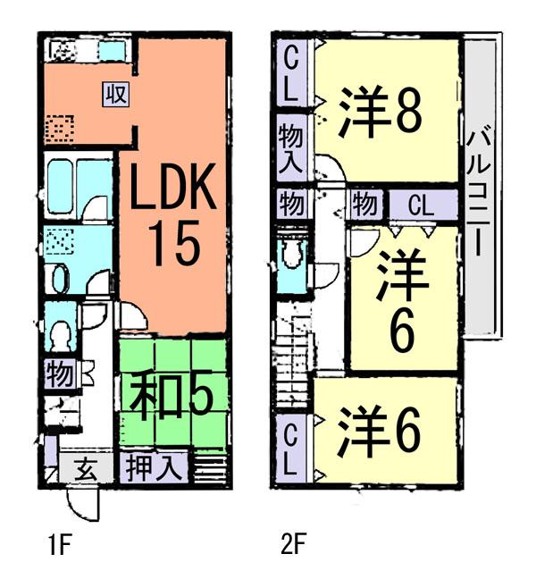 Floor plan. (Building 2), Price 21,800,000 yen, 4LDK, Land area 168.96 sq m , Building area 96.79 sq m