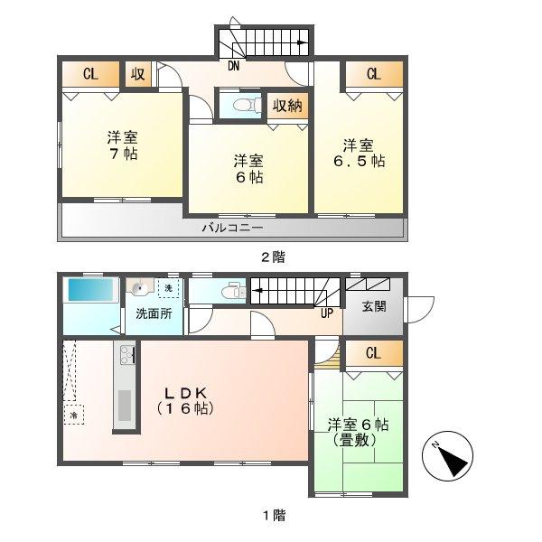 Floor plan. (36 Building), Price 16.4 million yen, 4LDK, Land area 154 sq m , Building area 101.85 sq m
