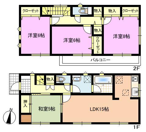 Floor plan. (3 Building), Price 19,800,000 yen, 4LDK, Land area 201.21 sq m , Building area 96.79 sq m