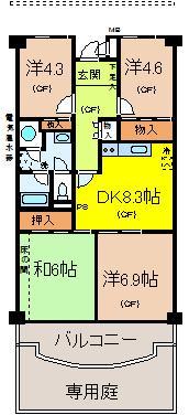 Floor plan. 4DK, Price 4.3 million yen, Occupied area 71.35 sq m , Balcony area 7.82 sq m