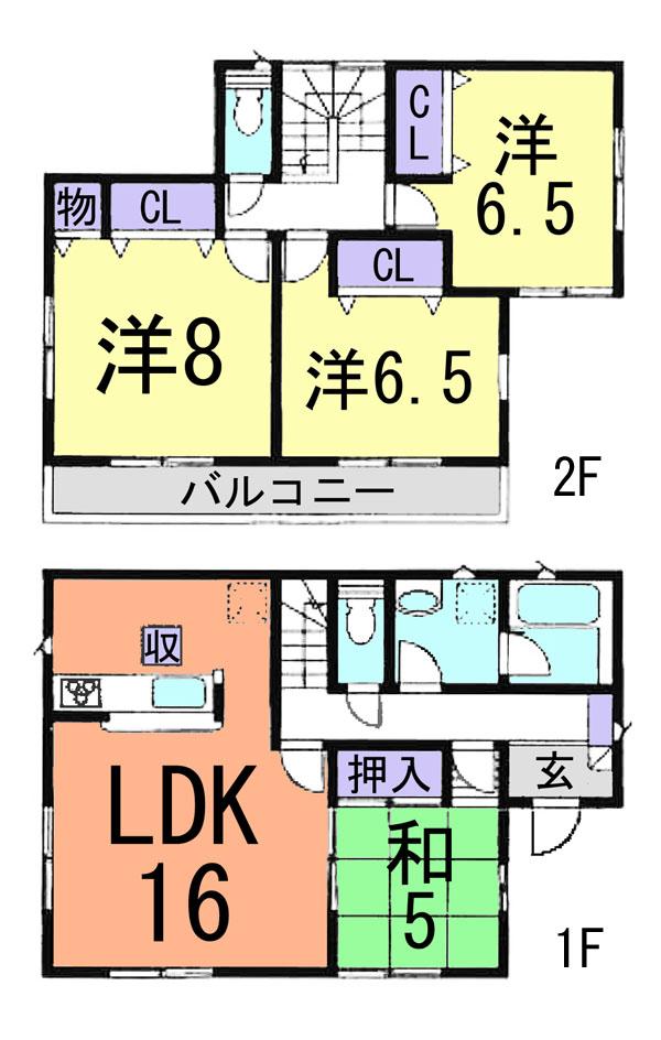 Floor plan. 24,800,000 yen, 4LDK, Land area 137.17 sq m , Building area 98.01 sq m
