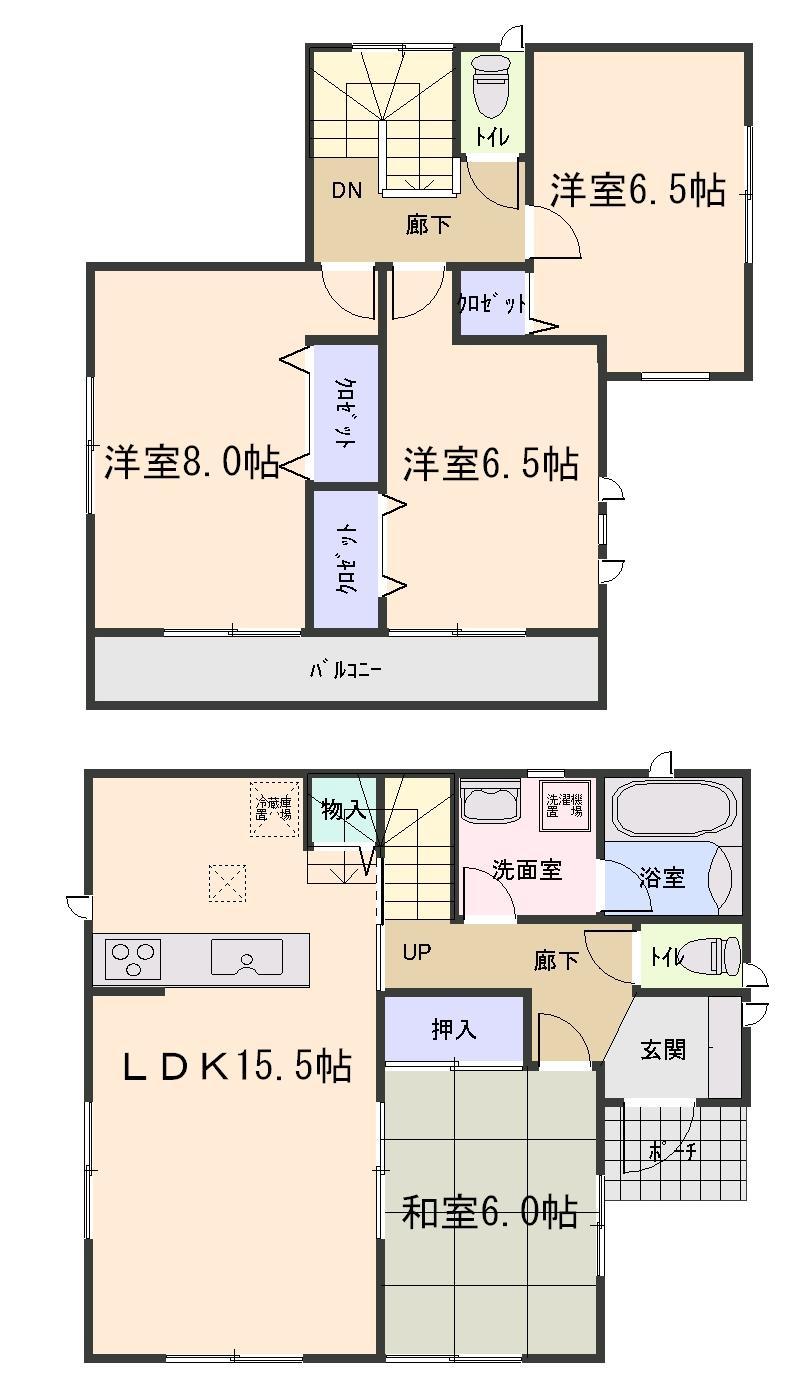 Floor plan. (Building 2), Price 25,800,000 yen, 4LDK, Land area 188.41 sq m , Building area 97.2 sq m