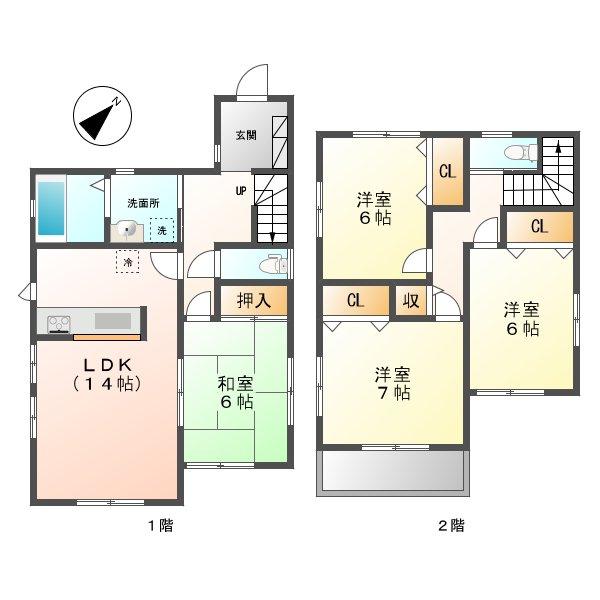 Floor plan. (6 Building), Price 16.4 million yen, 4LDK, Land area 166.73 sq m , Building area 97.71 sq m