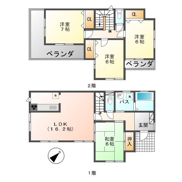 Floor plan. (14 Building), Price 18.4 million yen, 4LDK, Land area 206.97 sq m , Building area 100.01 sq m