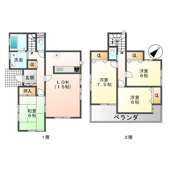 Floor plan. (22 Building), Price 19,400,000 yen, 4LDK, Land area 165.04 sq m , Building area 99.91 sq m
