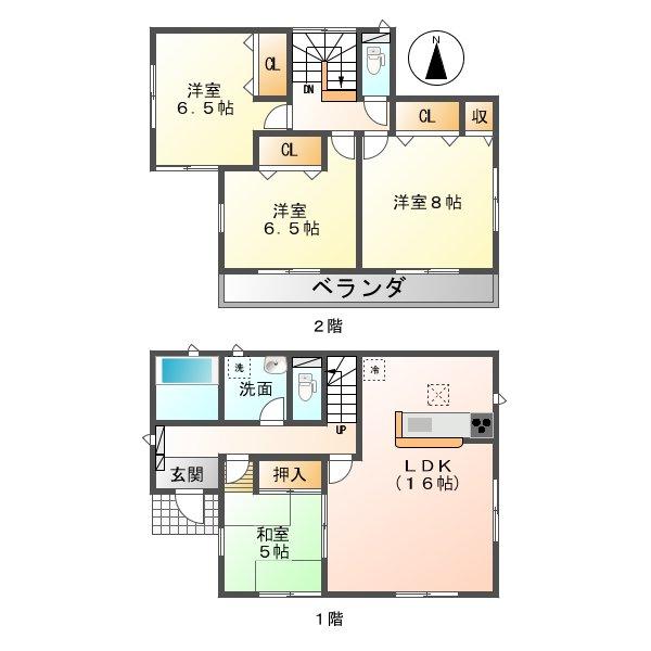 Floor plan. (1 Building), Price 21,800,000 yen, 4LDK, Land area 179.85 sq m , Building area 98.01 sq m