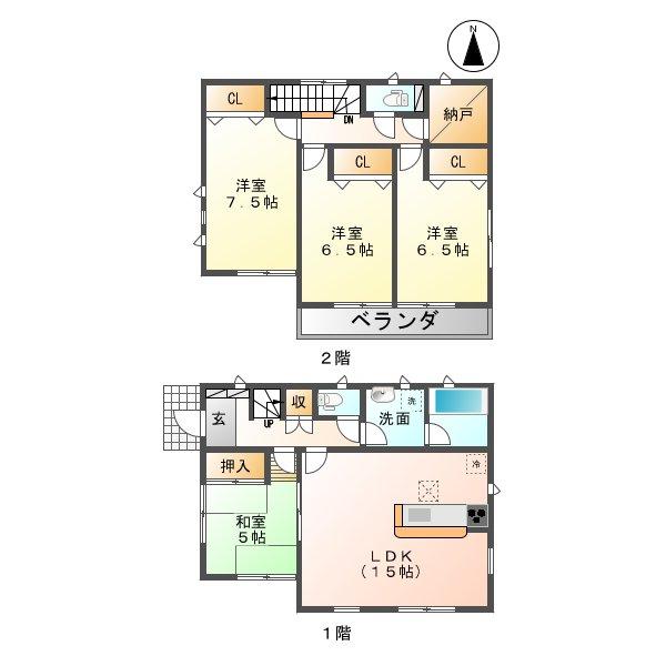 Floor plan. (Building 2), Price 20.8 million yen, 4LDK+S, Land area 207.52 sq m , Building area 96.74 sq m