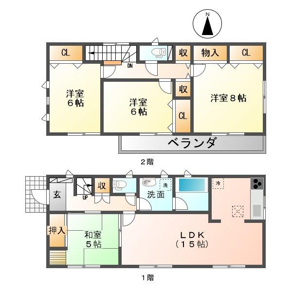 Floor plan. (3 Building), Price 19,800,000 yen, 4LDK, Land area 262.15 sq m , Building area 96.79 sq m