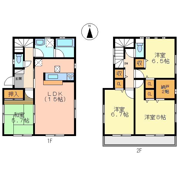 Floor plan. (Building 2), Price 16.8 million yen, 4LDK+S, Land area 206 sq m , Building area 98.81 sq m