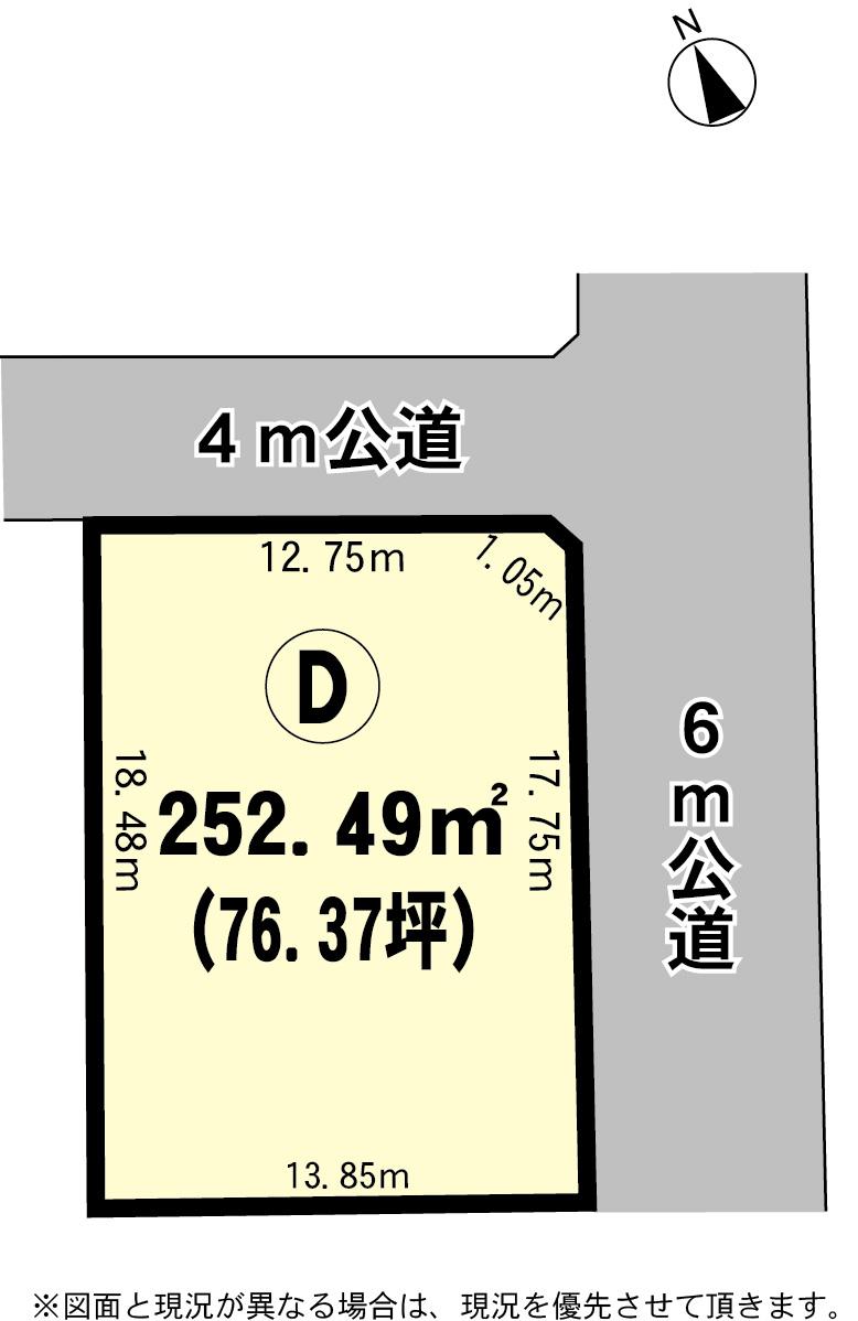 Compartment figure. Land price 10,690,000 yen, Land area 252.49 sq m